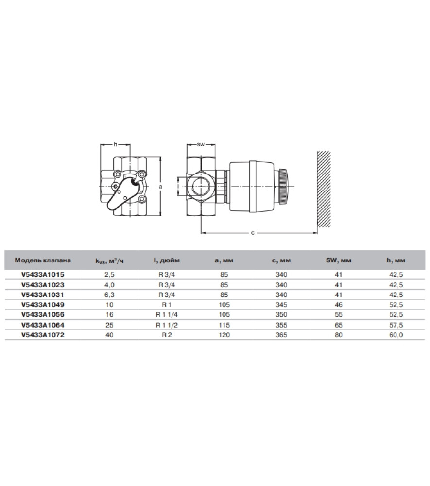 3-ходовий поворотний клапан Honeywell 1¼" V5433A1056